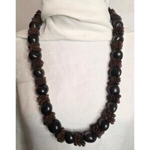31" Hawaiian Dark Brown Kukui Nut Lei Necklace - Luau, Wedding, Graduation